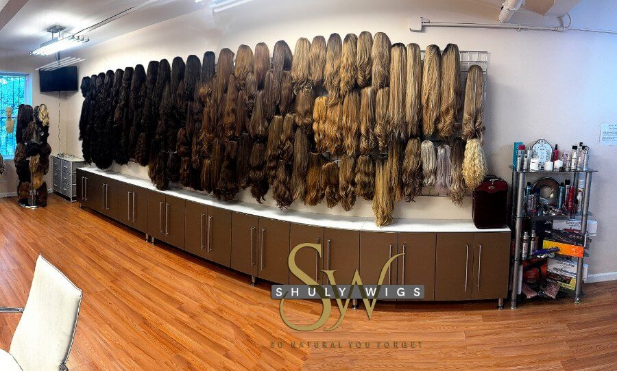 Wig room in the Shuly Wigs office