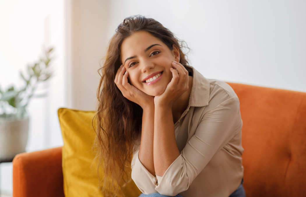 A woman with long brown hair